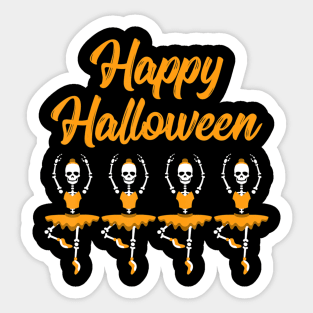 Halloween T Shirt For Dancers Dancing Skeleton Ballet Gift Sticker